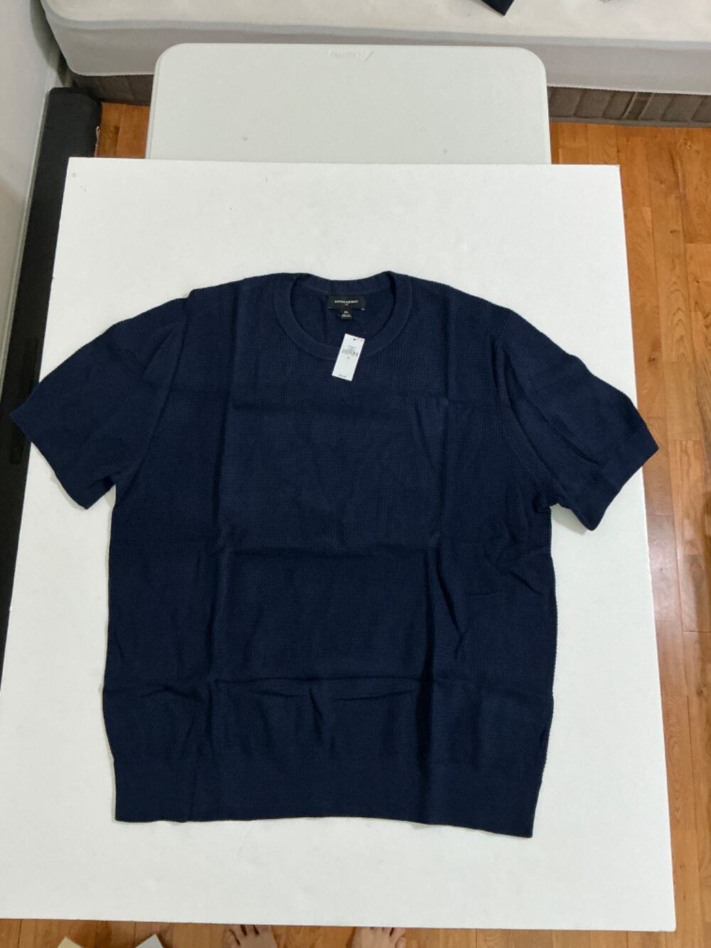 Banana Republic Slim-Fit Textured Sweater T-Shirt Mens XL Navy Blue Cotton Knit